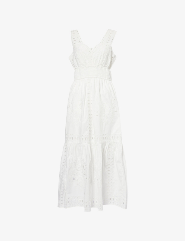 Fawn Embroidered Cotton-Poplin Midi Dress