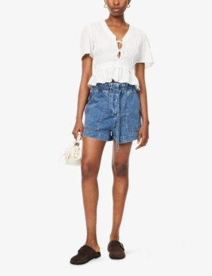 RAILS: Portia Shirred Cotton-Blend Top