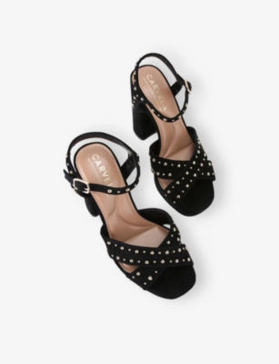 Carvela Womens Cinzia Platform Suede Heeled Sandals Black Eur 41 / 8 Uk