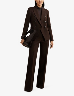 Reiss Womens Chocolate Brown Kiara Relaxed-fit Leather Jacket In Brown