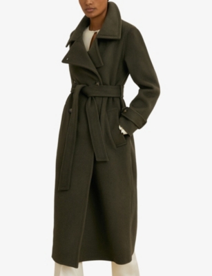 Reiss Womens Khaki  X Atelier Scarlett Belted-waist Wool Coat In Brown