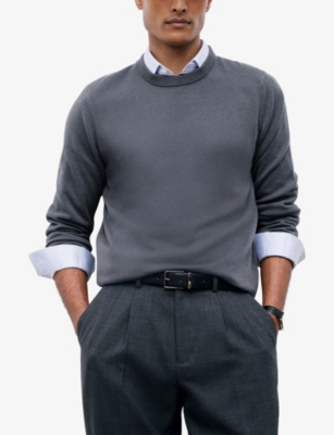 Reiss Mens Powder Blue  X Atelier Monarch Crewneck Cashmere Jumper In Gray