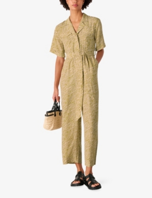 Shop Whistles Omens  Kelly Tiger-print Short-sleeve Woven Jumpsuit