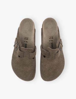 Birkenstock 'boston' Green Mules With Front Buckle In Brown