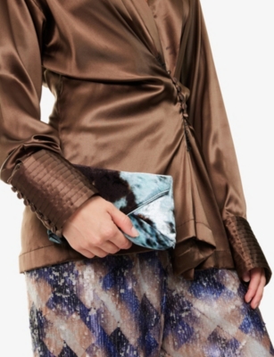 DRIES VAN NOTEN: Printed Velvet Envelope Clutch Bag