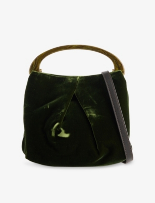DRIES VAN NOTEN: Small Cotton-Velvet Top-Handle Bag