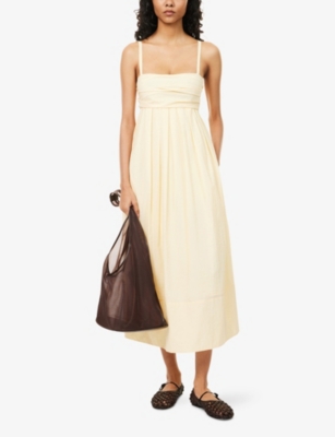 Proenza Schouler White Label Mens Light Butter Claudine Square-neck Poplin Midi Dress In Yellow