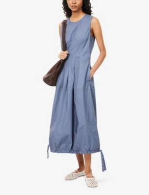 Proenza Schouler White Label Mens Slate Marley Pleated Cotton-poplin Midi Dress In Gray