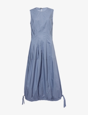 Proenza Schouler White Label Mens Slate Marley Pleated Cotton-poplin Midi Dress In Gray