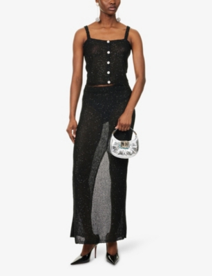 ALESSANDRA RICH: Sequin Crop Knitted Top