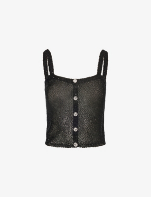 ALESSANDRA RICH: Sequin Crop Knitted Top