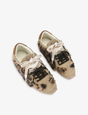 Kurt Geiger Womens Dk.brn Com Islington Suede Trainers Eur 37 / 4 Uk In Multi