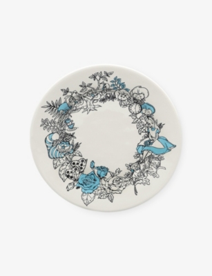 Anna + Nina White  X Disney Wonderland Whimsy Stoneware Breakfast Plate In White