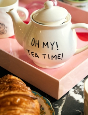 Anna + Nina White  X Disney Oh My Tea Time Stoneware Tea Pot In Multi