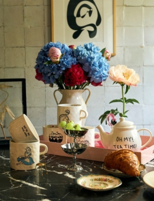 Anna + Nina White  X Disney We're All Mad Here Stoneware Cappuccino Mug In White