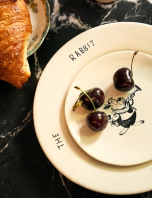 Anna + Nina White Rabbit Dlight Stoneware Dessert Plate In White