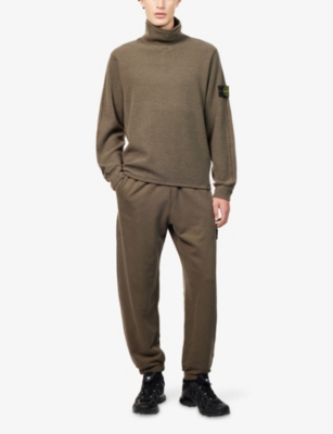 STONE ISLAND: Compass Badge Ribbed Wool-Nylon Knitted Jumper