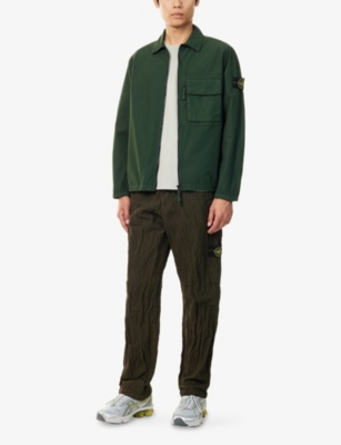 Stone Island Mens Juniper Classic-collar Logo-patch Cotton Jacket Xl In Green