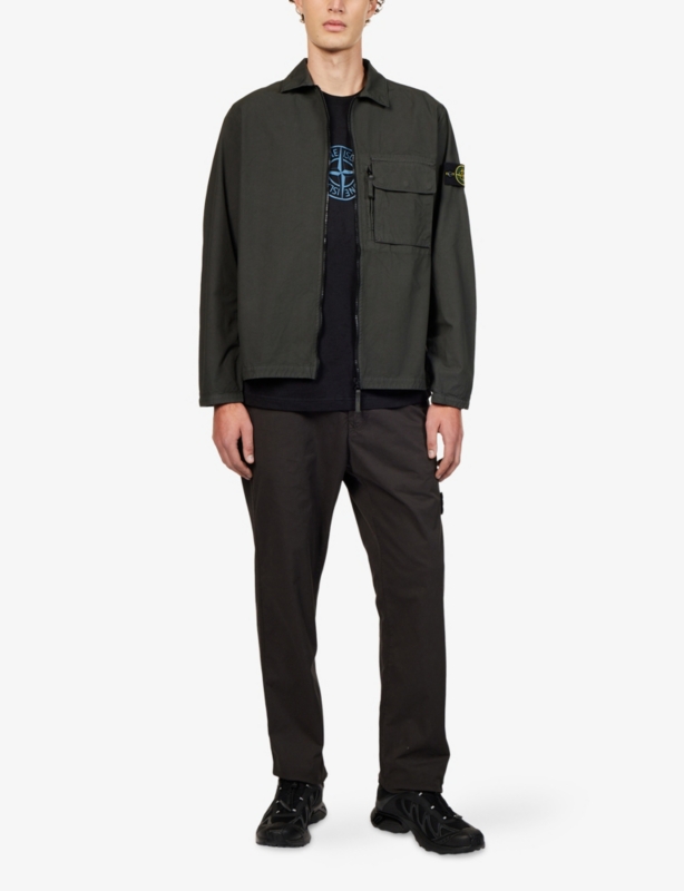 Straight-Leg Twill Cotton Trousers