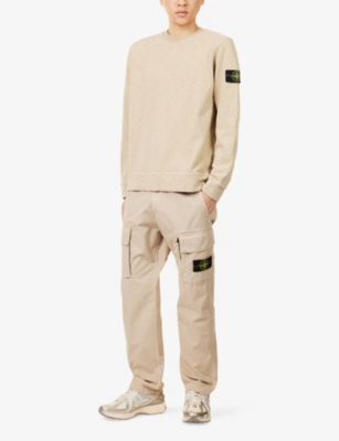 STONE ISLAND: Canvas Weave Logo-Badge Cotton Cargo Trousers