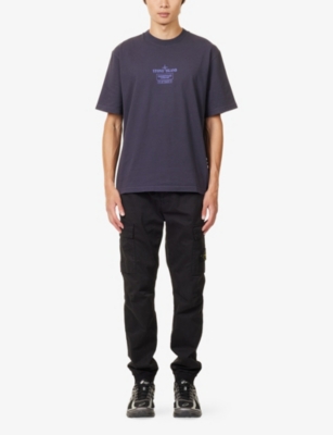 Stone Island Mens Dark Blue Industrial Logo-print Cotton T-shirt In Blue