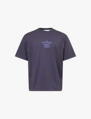 Stone Island Mens Dark Blue Industrial Logo-print Cotton T-shirt In Blue