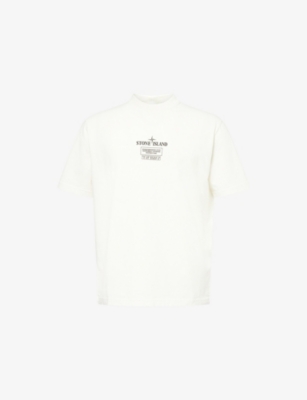 STONE ISLAND: Industrial-Print Short-Sleeve Cotton T-Shirt