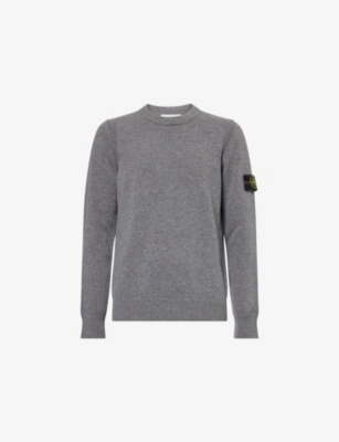 STONE ISLAND: Logo-Patch Crewneck Wool-Blend Jumper