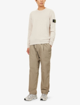 Stone Island Mens Desert Lambs-wool Crewneck Knitted Jumper In Neutral