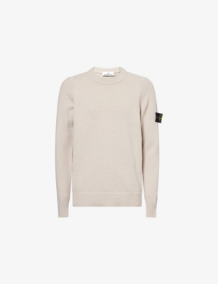 Stone Island Mens Desert Lambs-wool Crewneck Knitted Jumper In Neutral