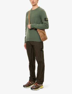 STONE ISLAND: Logo-Patch Crewneck Wool-Blend Jumper