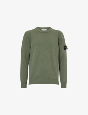 STONE ISLAND: Logo-Patch Crewneck Wool-Blend Jumper