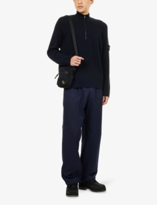 Stone Island Mens Navy Blue Vanise Brand-badge Wool-blend Knitted Pullover In Blue