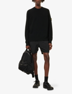 STONE ISLAND: Logo-Patch Crewneck Wool-Blend Crew Jumper
