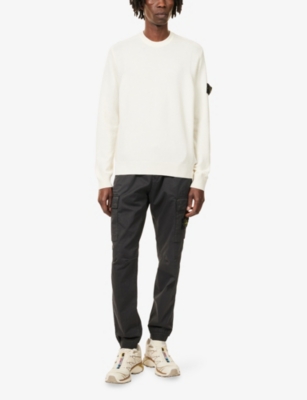 STONE ISLAND: Logo-Patch Crewneck Wool-Blend Crew Jumper