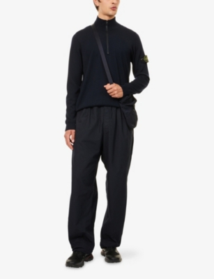 STONE ISLAND: Funnel-Neck Ribbed Wool Polo Neck Top