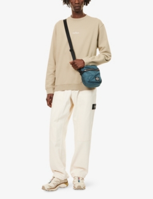Stone Island Mens Desert Graphic-print Crewneck Cotton-jersey Sweatshirt In Neutral