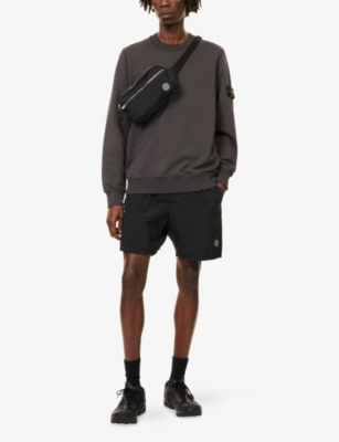 STONE ISLAND: Brand-Patch Crewneck Cotton-Fleece Sweatshirt