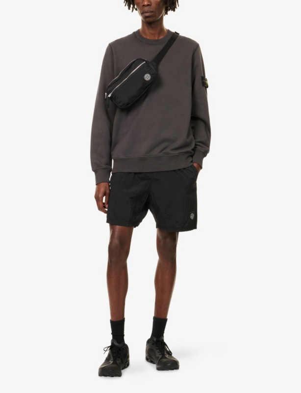 Brand-Patch Crewneck Cotton-Fleece Sweatshirt