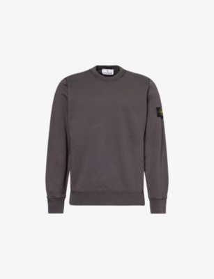 STONE ISLAND: Brand-Patch Crewneck Cotton-Fleece Sweatshirt