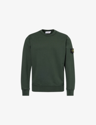 STONE ISLAND: Brand-Patch Crewneck Cotton-Jersey Sweatshirt
