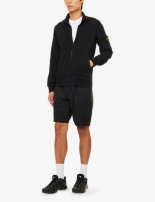 STONE ISLAND: Compass-Badge Zip Cotton-Jersey Sweatshirt