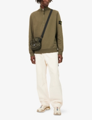 STONE ISLAND: Logo-Patch High-Neck Cotton-Jersey Sweatshirt