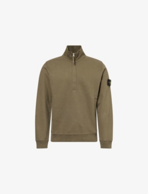 STONE ISLAND: Logo-Patch High-Neck Cotton-Jersey Sweatshirt