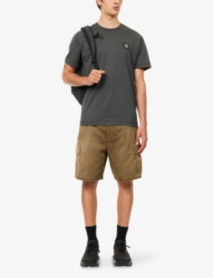 STONE ISLAND: Embroidered Logo-Patch Crewneck Cotton T-Shirt