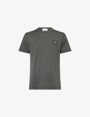 STONE ISLAND: Embroidered Logo-Patch Crewneck Cotton T-Shirt