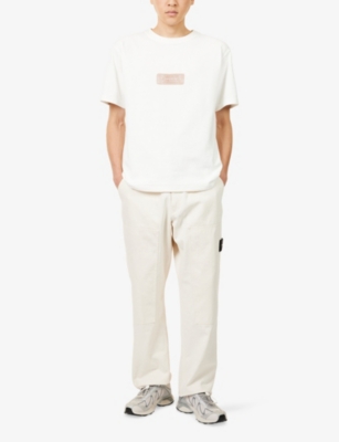 STONE ISLAND: Brand-Print Crewneck Cotton-Jersey T-Shirt