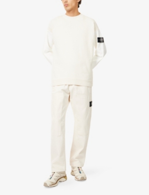 Stone Island Mens Ivory Special Projects Raw Beauty Contrast Knitted Sweatshirt In Multi