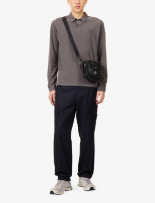 Stone Island Mens Dark Grey Jersey Ghost Long-sleeve Cotton-jersey Polo Shirt Xxl In Brown