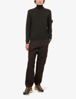 Stone Island Mens Dark Brown Ghost Waterproof Cotton-canvas Trousers In Brown
